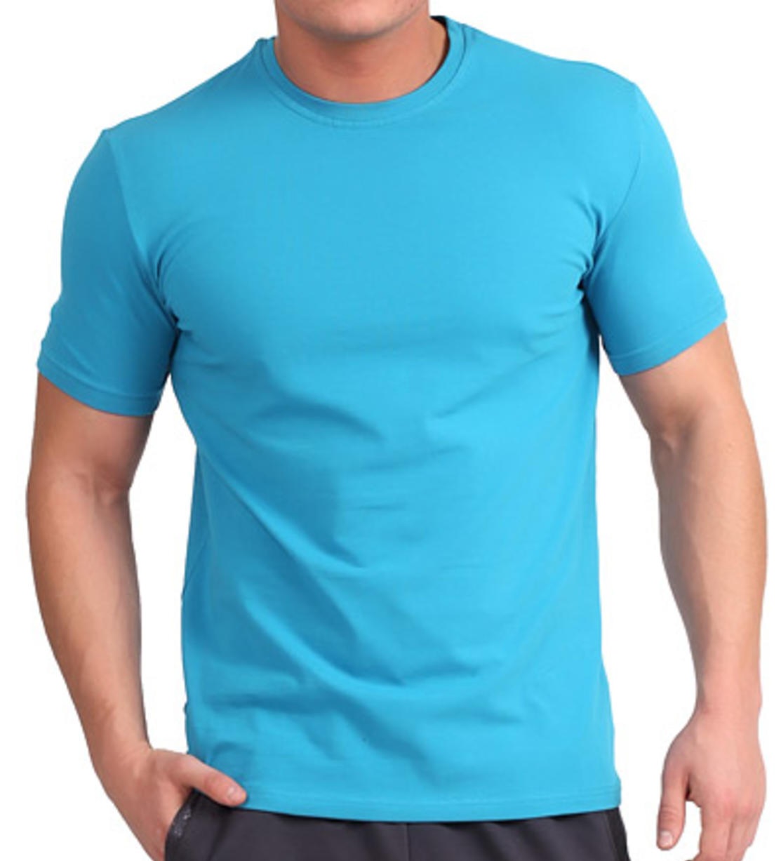 تیشرت آبی یقه گرد آستین کوتاه مردانه