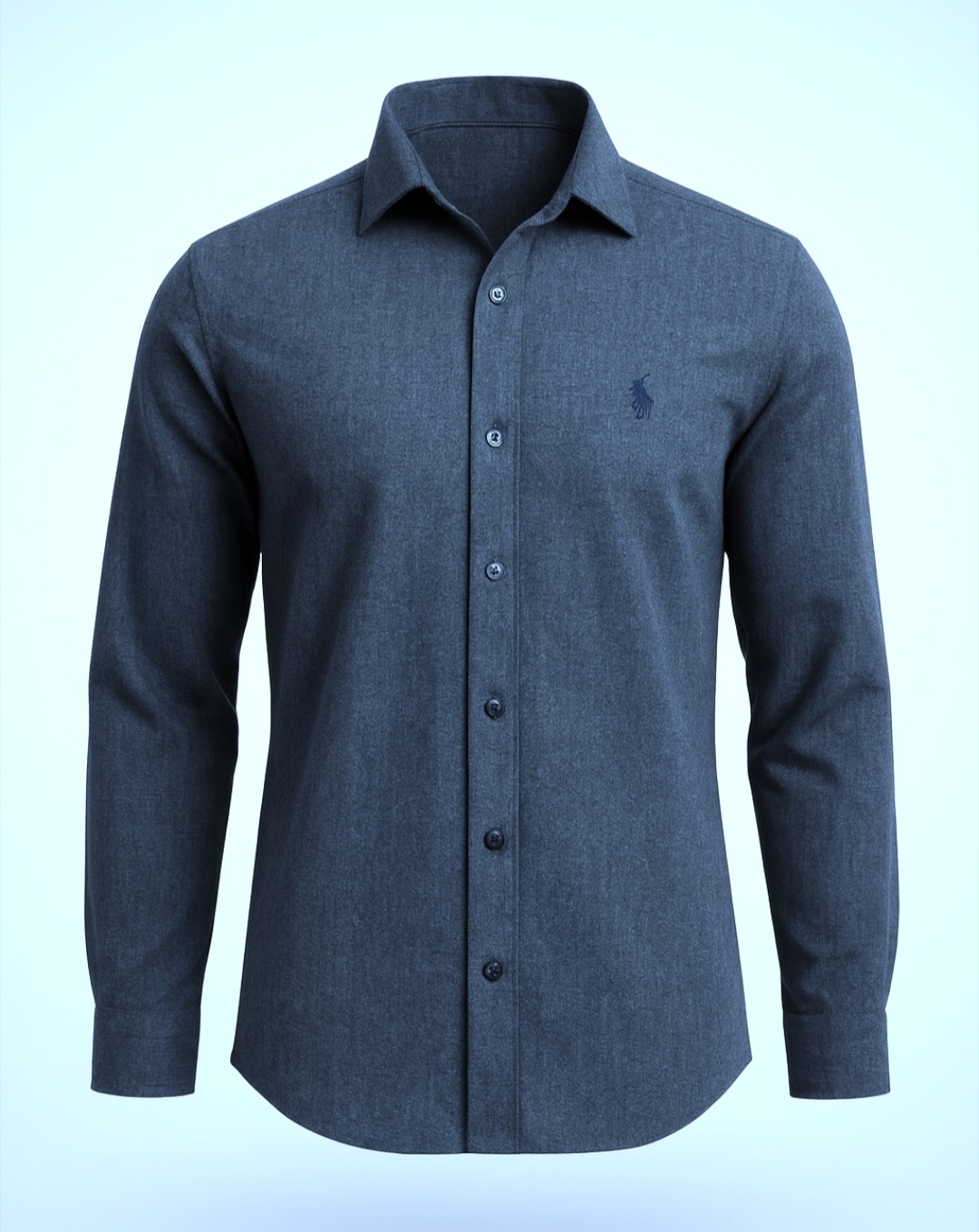 پیراهن پشمی پارچه لنین تک رنگ سرمه ای روشن