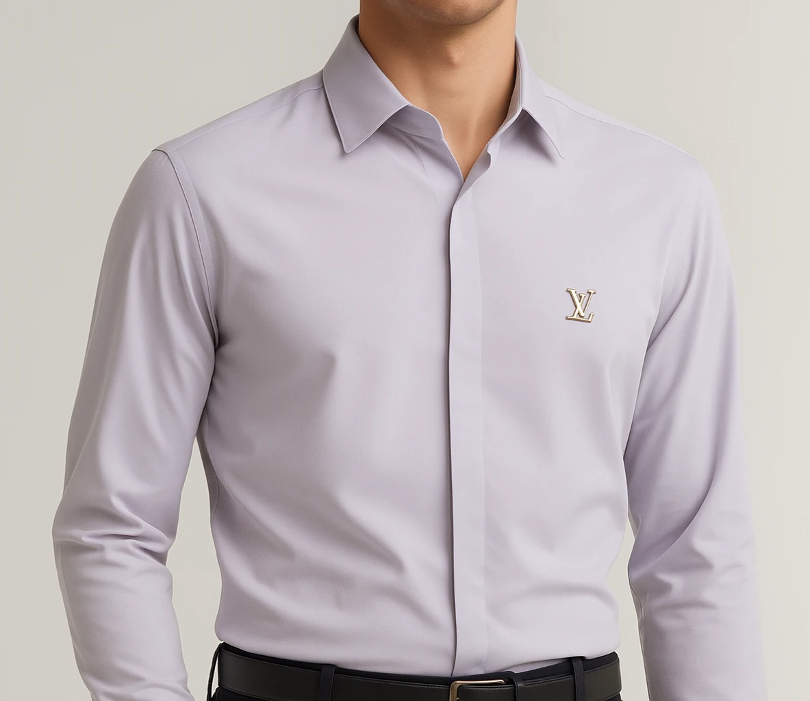 پیراهن مجلسی مردانه پارچه دوشین دکمه مخفی