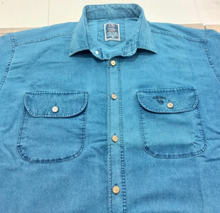 پیراهن لی مردانه آستین بلند دو جیب سایز بزرگ (5XL و 6XL) برند CAMEL