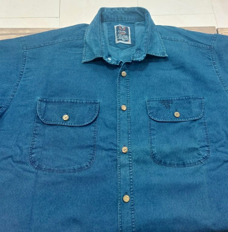 پیراهن لی مردانه آستین بلند دو جیب سایز بزرگ (5XL و 6XL) برند CAMEL