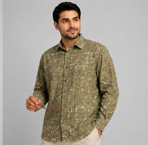 پیراهن مردانه آستین بلند طرح خطی سایز بزرگ (4XL تا 6XL)