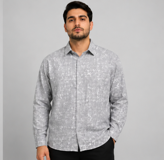 پیراهن مردانه آستین بلند طرح خطی سایز بزرگ (4XL تا 6XL)
